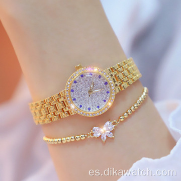 Nuevos relojes de diamantes para mujer BS 1598, reloj de pulsera de oro de lujo para mujer, reloj femenino con pulsera de diamantes, reloj de diamantes de imitación